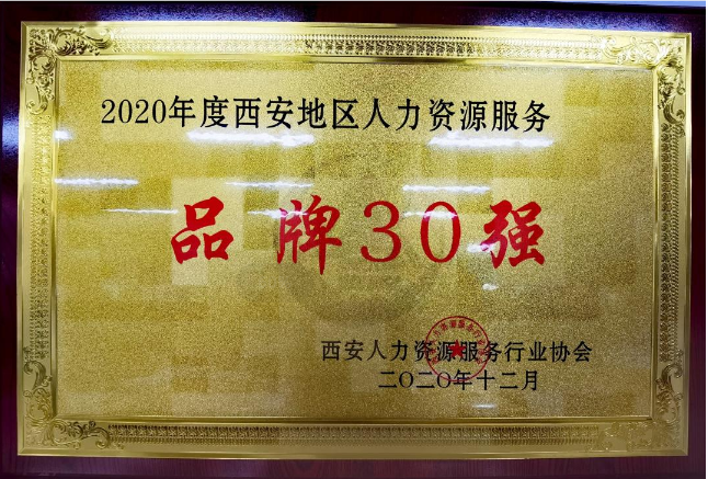 2020年西安地区人力资源服务品牌30强